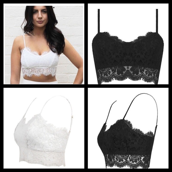 Boutique Tops - Black or White Lace Bralette-Small-New